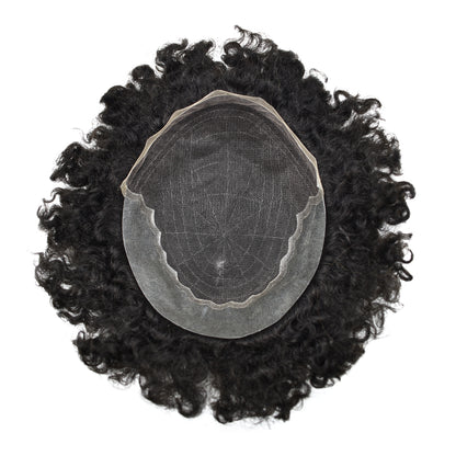 SINGA HAIR US STOCK Afro Curly French Lace Front Hairpiece for Black Men Weave Hair Unit