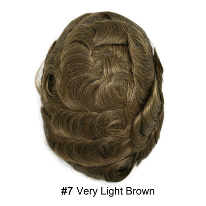 SINGA HAIR Toupee for Men Real Human Hair Piece French Lace Mens Hairpiece NPU Poly Coating Breathable Mens Toupee Hair Replacement System Natural Hairline