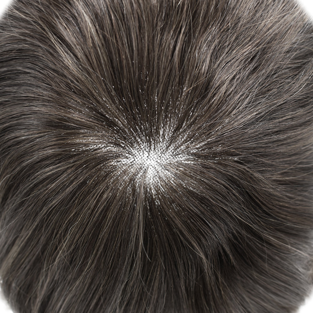 SINGA HAIR Mens Toupee Real Human Hair System for Men Fine Monofilament with Poly Skin Hairpieces for Men