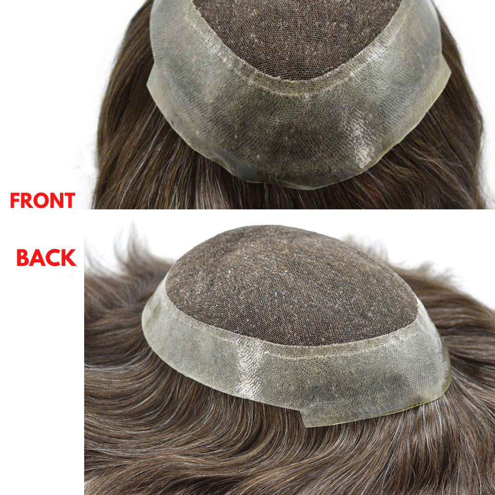 SINGA HAIR US Stock Human Hairpiece French Lace Mens Toupee Poly Skin Around Mens Hair System