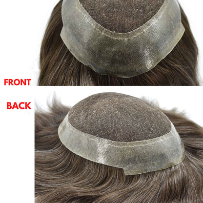 SINGA HAIR US Stock Human Hairpiece French Lace Mens Toupee Poly Skin Around Mens Hair System