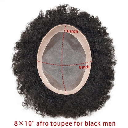 SINGA HAIR Afro Toupee for Black Men Real Human Hair Pieces Fine Monofilament with Poly Coated NPU Around Kinky Curly Man Weave Hair Units for Black Men