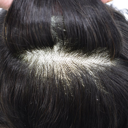 SINGA HAIR Mens Toupee Human Hair Piece Durable Fine Mono Lace Front with Poly NPU Around Natural Wig Hairpieces Human Hair Replacement System for Men