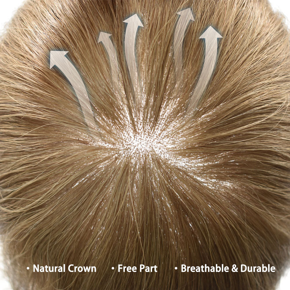 SINGA HAIR Toupee Hair for Men Real Human Hair  Super Fine Welded Mono Durable and Breathable Hairpieces for Men Bleached Knot Hair System