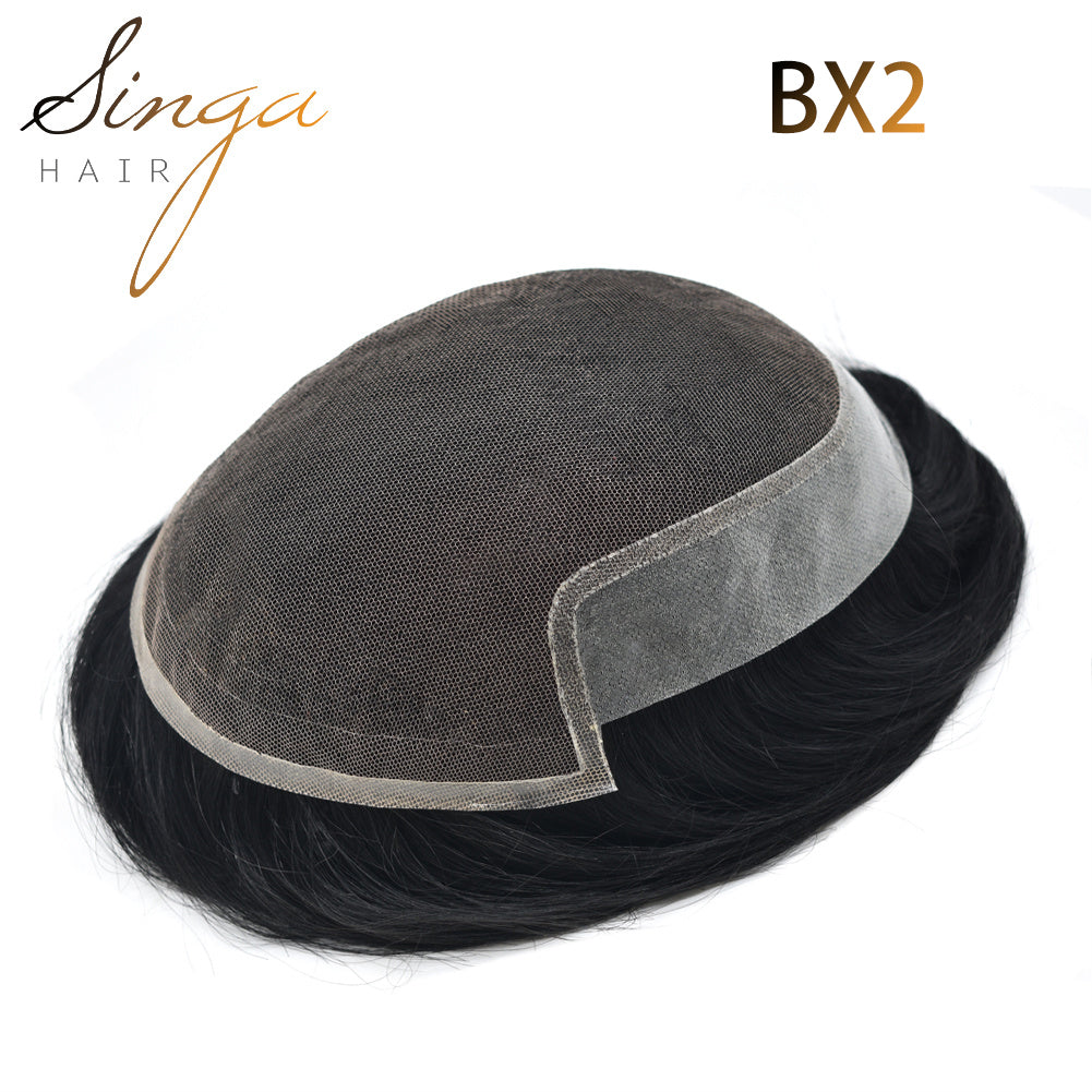 SINGA HAIR US Stock French Lace Front Mens Toupee Breathable Invisible Knots Human Hairpiece|Fast Shipping USA