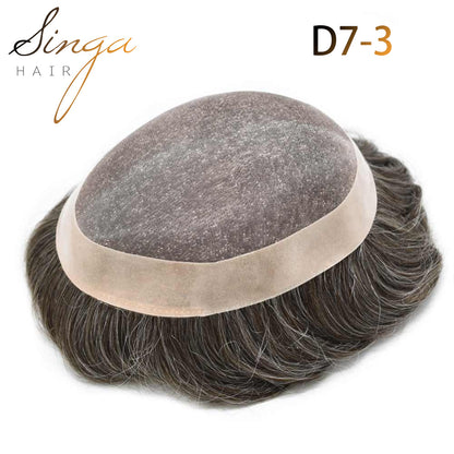 SINGA HAIR Hair System for Mens Hair Piece US STOCK Monofilament with PU Coating(NPU) Toupee Folded Lace Front Natural Hairline Mens Toupee