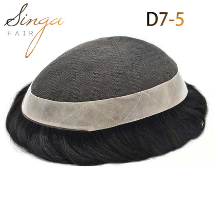 SINGA HAIR French Lace Hair System for Men PU Coated Lightweight Mens Hairpiece Center Lace Human Toupee for Men Breathable