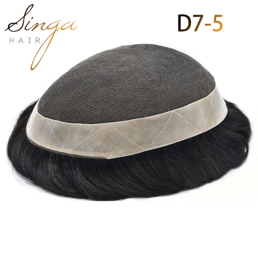 SINGA HAIR French Lace Hair System for Men PU Coated Lightweight Mens Hairpiece Center Lace Human Toupee for Men Breathable