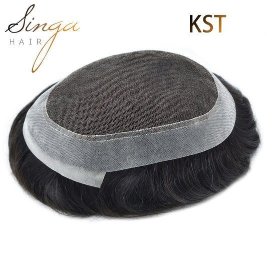 SINGA HAIR US Stock Human Hairpiece French Lace Mens Toupee Poly Skin Around Mens Hair System
