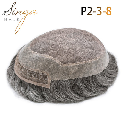 SINGA HAIR Mens Toupee Hair Pieces Lace Front Hair Unit Durable Fine Monofilament Hair Systems For Men Bleached Knots Natural Hairline