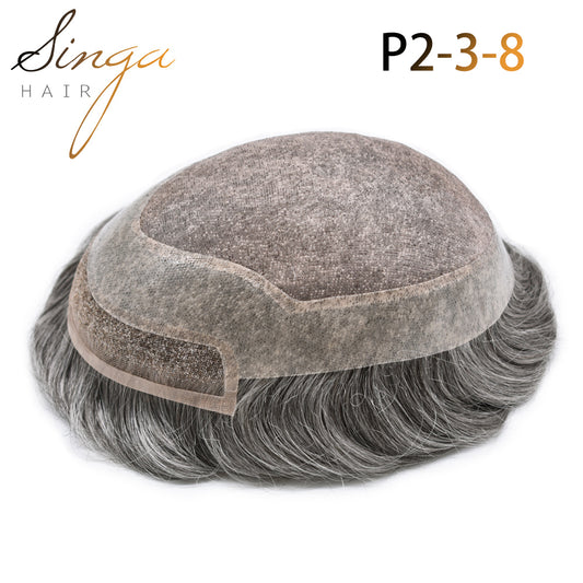 SINGA HAIR Mens Toupee Hair Pieces Lace Front Hair Unit Durable Fine Monofilament Hair Systems For Men Bleached Knots Natural Hairline