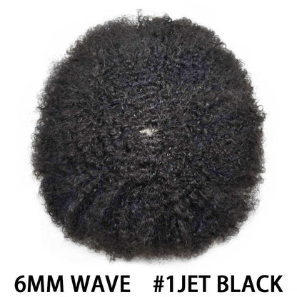 SINGA HAIR Mens Hair Unit Real Human Hair Afro Curl Toupee for Black Men Hand Tied Injected PU Breathable Kinky Curly African American Mens Wigs Hair Replacement System