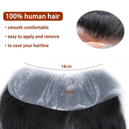 SINGA HAIR Men Frontal Hair System V-Looped PU Toupee for Men Natural Hairline Mens Toupee