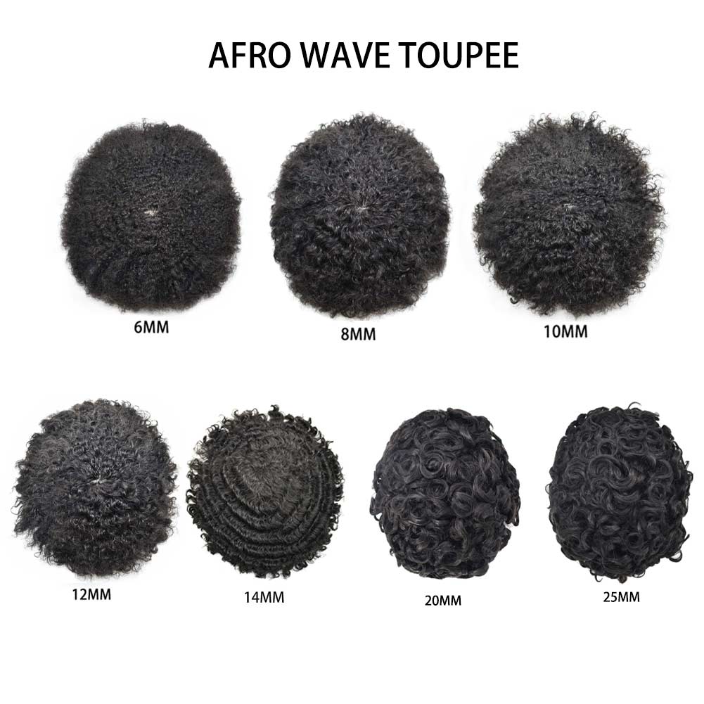 SINGA HAIR US STOCK Afro Toupee For Black Men Fine Mono Men Wave Hair Unit Clear Poly Around Kinky Curly Hairpiece