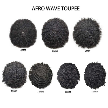 SINGA HAIR US STOCK Afro Toupee For Black Men Fine Mono Men Wave Hair Unit Clear Poly Around Kinky Curly Hairpiece