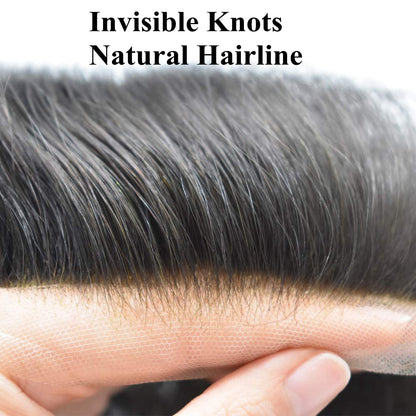 SINGA HAIR Mens Toupee Hair Pieces Lace Front Hair Unit Durable Fine Monofilament Hair Systems For Men Bleached Knots Natural Hairline