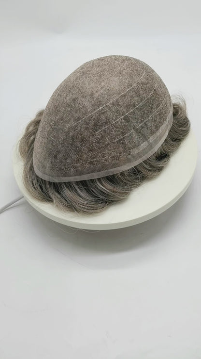 SINGA HAIR Toupee Hair for Men Real Human Hair  Super Fine Welded Mono Durable and Breathable Hairpieces for Men Bleached Knot Hair System