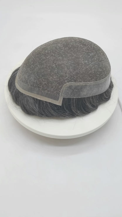 SINGA HAIR Hair System For Men Soft Welded Lace Base Front Human Hairpiece Bleached Knot Natural Hairline Hair System