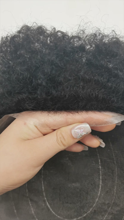 SINGA HAIR US STOCK Afro Curly Toupee For Black Men Full Swiss Super Welded Lace Hair Units for African American Men Hairpieces