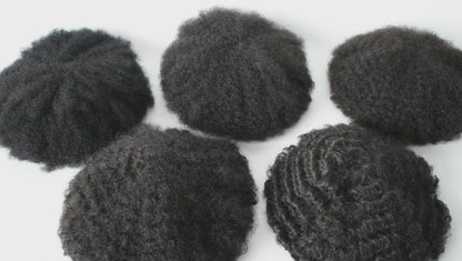 SINGA HAIR Afro Toupee For Black Men Human Hair Replacement System Units 0.12mm Durable Full Poly Skin Mens Hairpiece African American Mens Weave Hair Units