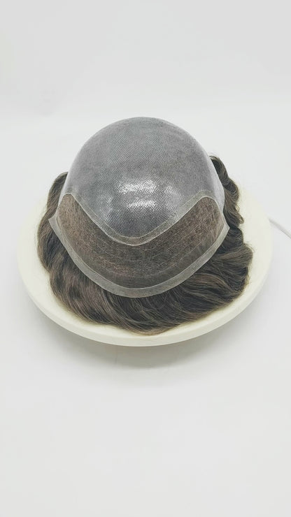 SINGA HAIR Toupee for Men Poly Skin Hair System Lace Front Hair Replacement System Hairpieces Bleached Knot