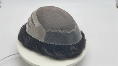 SINGA HAIR Mens Hair System Fine Monofilament Front Mens Human Hair Toupee Non-Surgical Hair Replacement For Mens Hairpiece