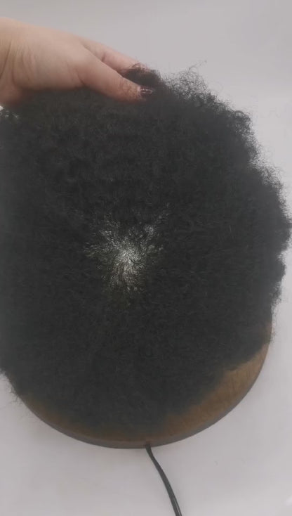 SINGA HAIR Thin Skin PU Afro Toupee for Black Men Hair Units for African American Men Hair System Afro Brazilian Hair Replacement System