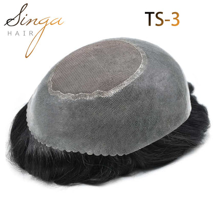 SINGA HAIR Human Hair System For Men Monofilament With 2inch PU Mens Hairpieces